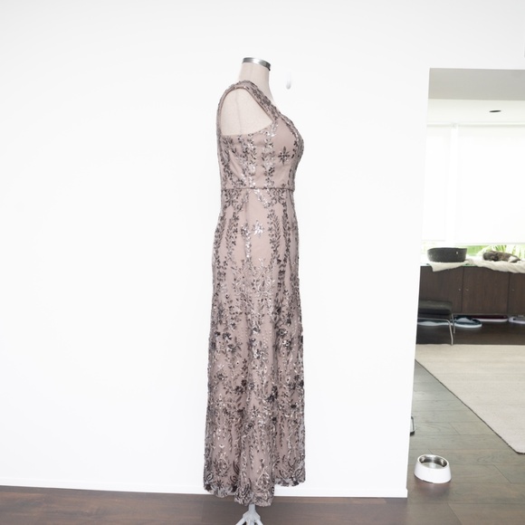 Alex Evenings -  Sequined Embroidered Square-Neck Gown - Picture 5 of 12